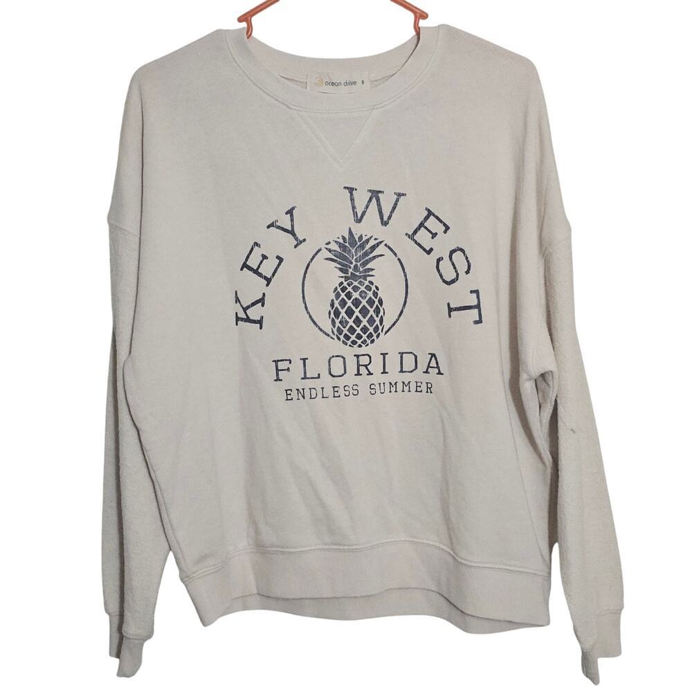 Key West Florida Pullover Sweatshirt NWOT Small‎ Terry Cloth Summer Vacation